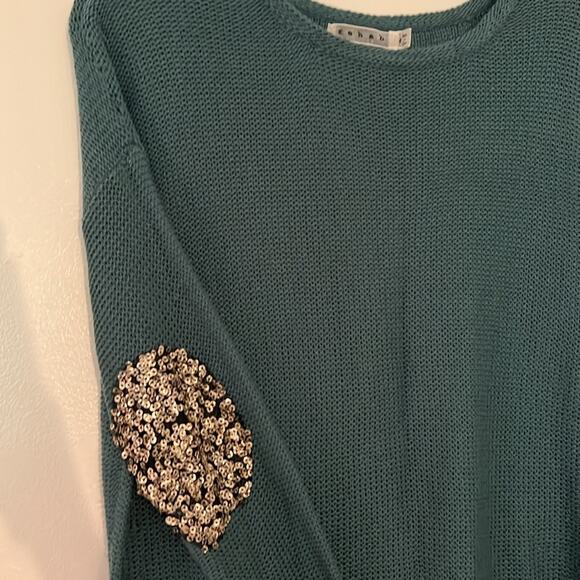 VTG Rehab knit sweater with sequin embellished elbows‎ sz M - Picture 2 of 4